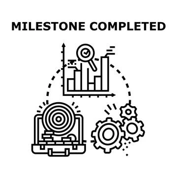 Achieving business goals and completing development milestones Stock Illustration