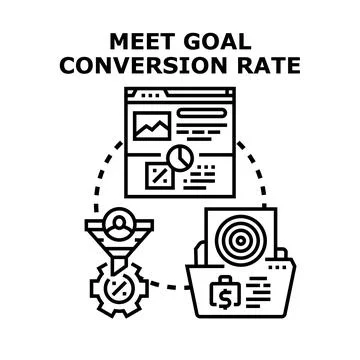 Achieving business goals and optimizing conversion rate 스톡 일러스트