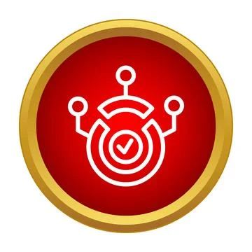 Achieving business goals with target complete icon Stock Illustration