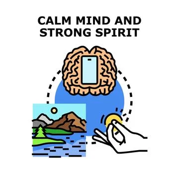 Achieving calm mind and strong spirit with nature and balance Stock Illustration