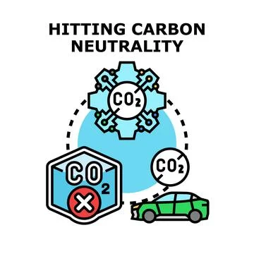 Achieving carbon neutrality reducing co2 emissions concept Stock Illustration