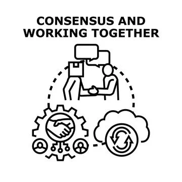 Achieving consensus and teamwork through modern collaboration concepts Stock Illustration