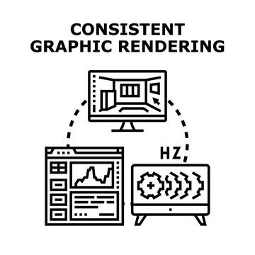 Achieving consistent graphic rendering across multiple displays Stock Illustration