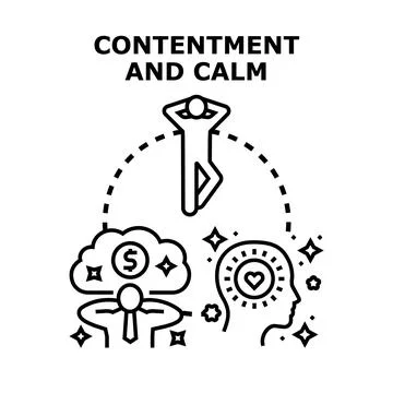 Achieving contentment and calm with positive mindset and financial well being Stock Illustration