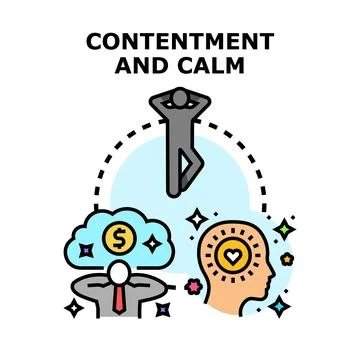 Achieving contentment and calm with positive mindset and financial well being Stock Illustration