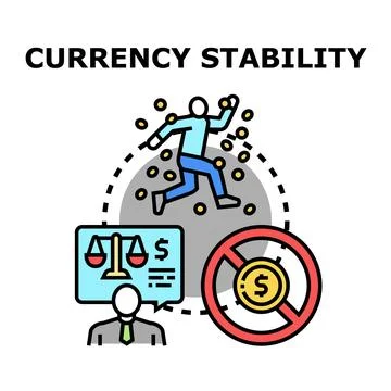 Achieving currency stability and financial market balance Stock Illustration