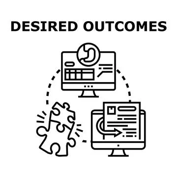 Achieving desired outcomes concept with problem solving process 库存插图