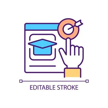 Achieving educational goals with elearning RGB color icon Stock Illustration