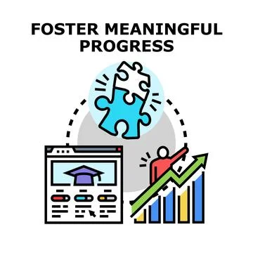 Achieving educational progress through online learning and strategy Stock Illustration