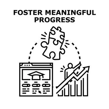 Achieving educational progress through online learning and strategy Stock Illustration