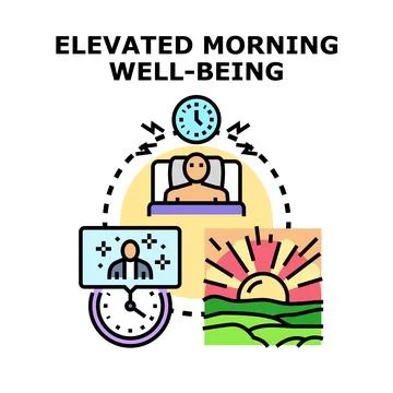 Achieving elevated morning well being through routine icons Stock Illustration