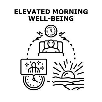 Achieving elevated morning well being through routine icons Stock Illustration