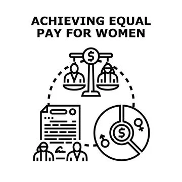 Achieving equal pay for women concept vector Stock Illustration
