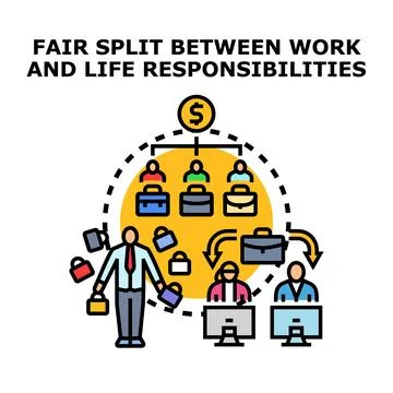 Achieving fair split between work and life responsibilities Stock Illustration