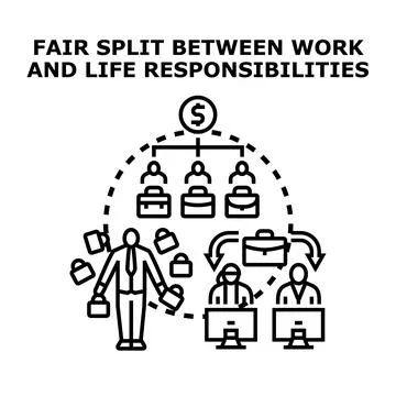 Achieving fair split between work and life responsibilities Stock Illustration