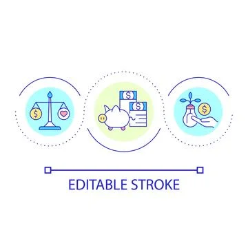 Achieving financial goal loop concept icon Illustrazione stock