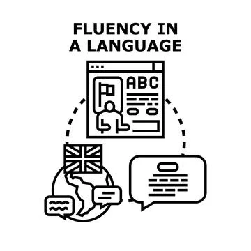 Achieving fluency in a foreign language through online learning Stock Illustration