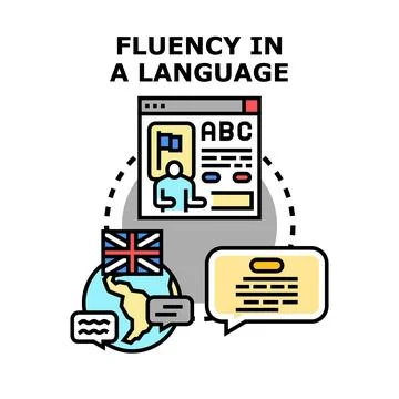 Achieving fluency in a foreign language through online learning Stock Illustration
