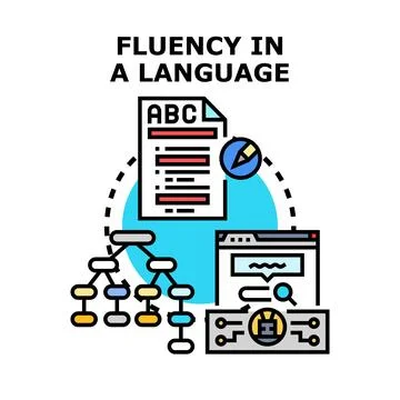 Achieving fluency in a language learning process illustration Illustrazione stock