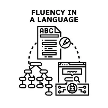 Achieving fluency in a language learning process illustration Stock Illustration