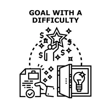 Achieving a goal with difficulty and creative ideas Stock Illustration