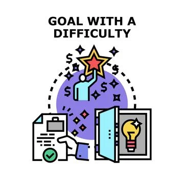 Achieving a goal with difficulty and creative ideas Stock Illustration