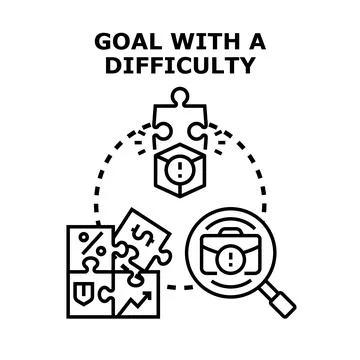 Achieving goal with difficulty concept, business problem solving Stock Illustration
