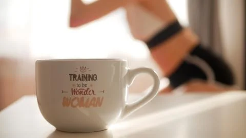 Achieving goals concept. Training to be Wonder Woman and girl who plays sports 스톡 사진