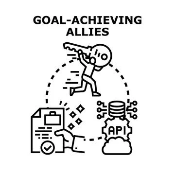 Achieving goals through business and digital collaboration Stock Illustration