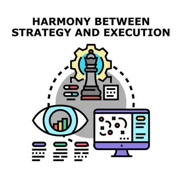 Achieving harmony between business strategy and execution process Stock Illustration