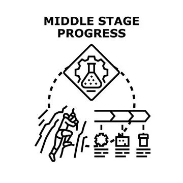 Achieving middle stage progress in business development Stock Illustration