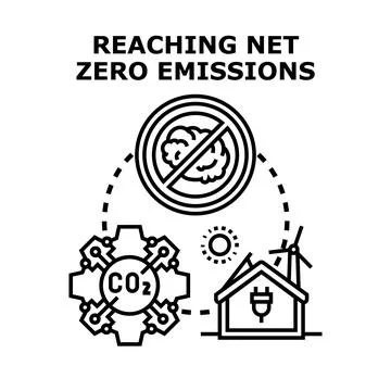 Achieving net zero carbon emissions concept vector Stock Illustration