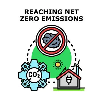 Achieving net zero carbon emissions concept vector Stock Illustration