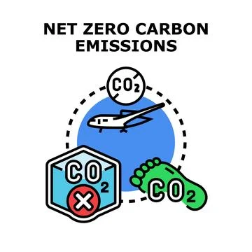 Achieving net zero carbon emissions concept illustration Stock Illustration