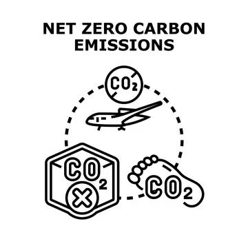 Achieving net zero carbon emissions concept illustration Stock Illustration
