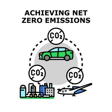 Achieving net zero emissions concept illustration Stock Illustration