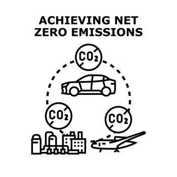 Achieving net zero emissions concept illustration Stock Illustration
