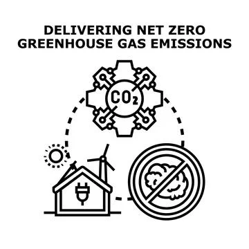 Achieving net zero greenhouse gas emissions icon concept Stock Illustration