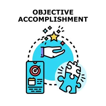 Achieving objective accomplishment concept with success icon Illustrazione stock