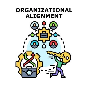 Achieving organizational alignment connecting team members with company goals Ilustração Stock