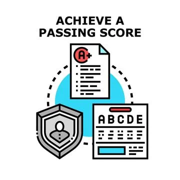 Achieving passing score on test results for academic education 스톡 일러스트