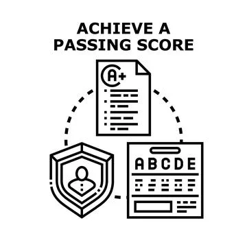 Achieving passing score on test results for academic education Stock Illustration