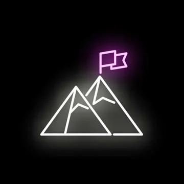 Achieving peak with neon flag on mountain top Stock-Illustration