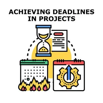Achieving project deadlines managing time efficiently illustration Illustrazione stock