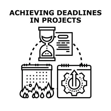 Achieving project deadlines managing time efficiently illustration Stock Illustration