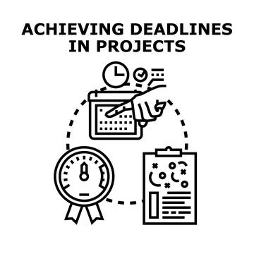Achieving project deadlines through careful planning and time management Stock Illustration