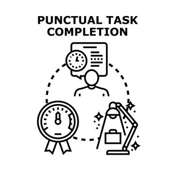 Achieving punctual task completion with efficient time management Stock Illustration