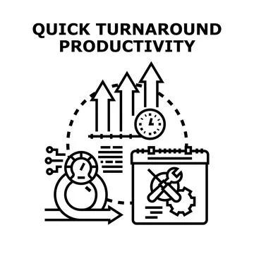 Achieving quick turnaround productivity and optimized workflow growth Stock Illustration