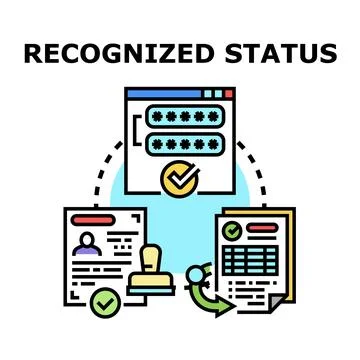 Achieving recognized status through verification and approval process イラスト素材