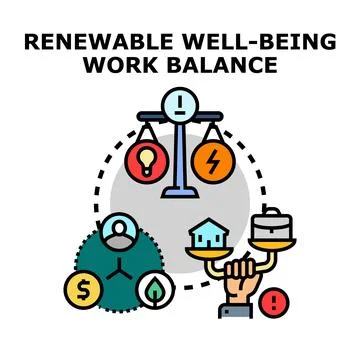Achieving renewable well being and successful work life balance Stock Illustration